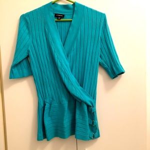 Turquoise short sleeve sweater from Le Chateau.